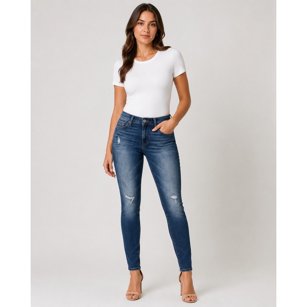 Mavi Alexa Skinny Jeans 28/32 Dark Wash Distressed Mid Rise Stretch Denim Womens